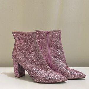 Betsey Johnson Sparkling Pink Cady Ankle Booties